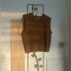 Sleeveless Knit Brown Sweater Vest